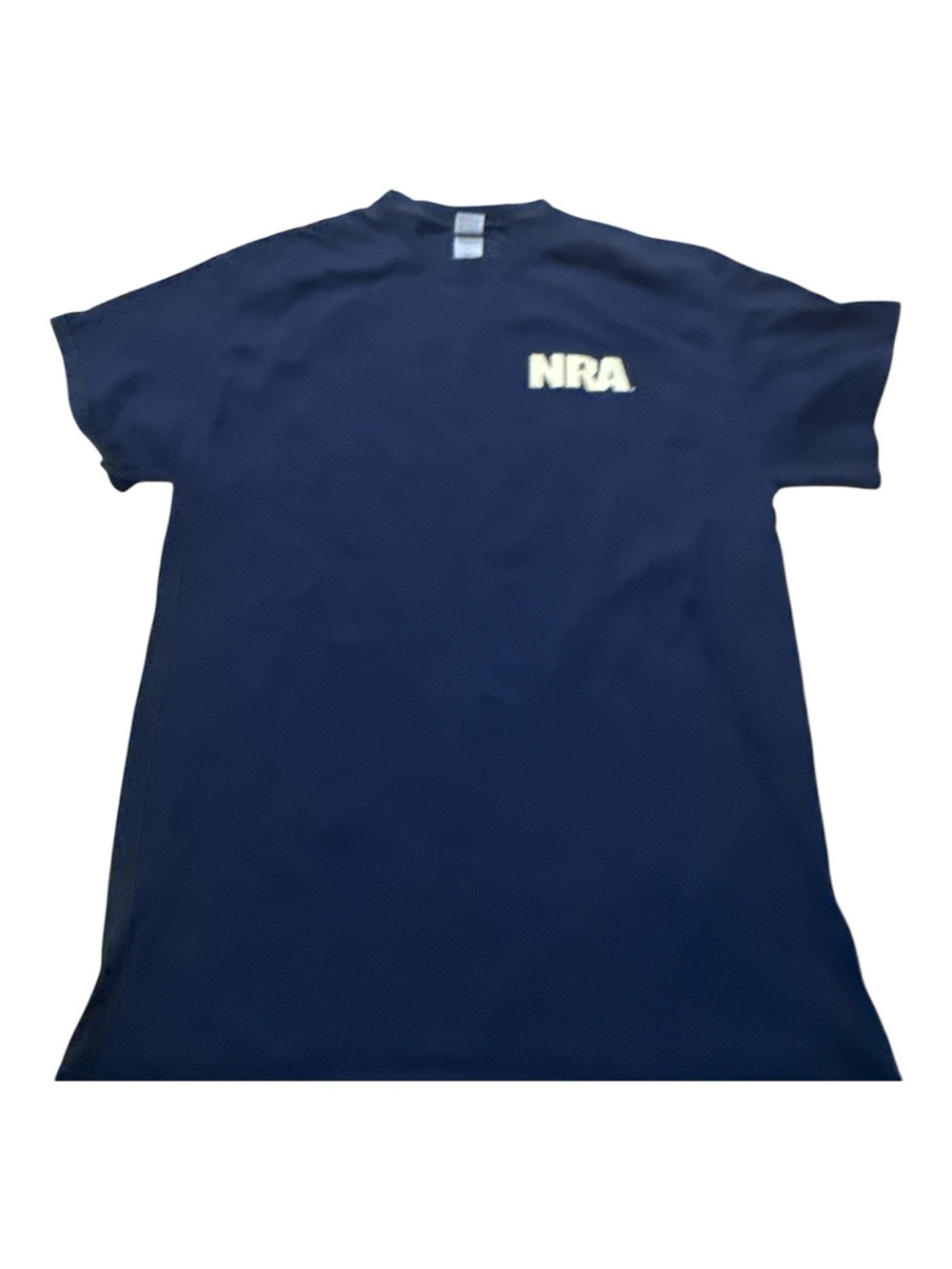 NRA Navy Short Sleeve Tee with Contrasting NRA Chest  Medium Patriotic Flag - Picture 4 of 4